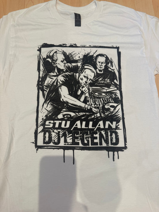 DJ Stu Allan – Exclusive Legacy T-Shirts - DJ LEGEND - WHITE