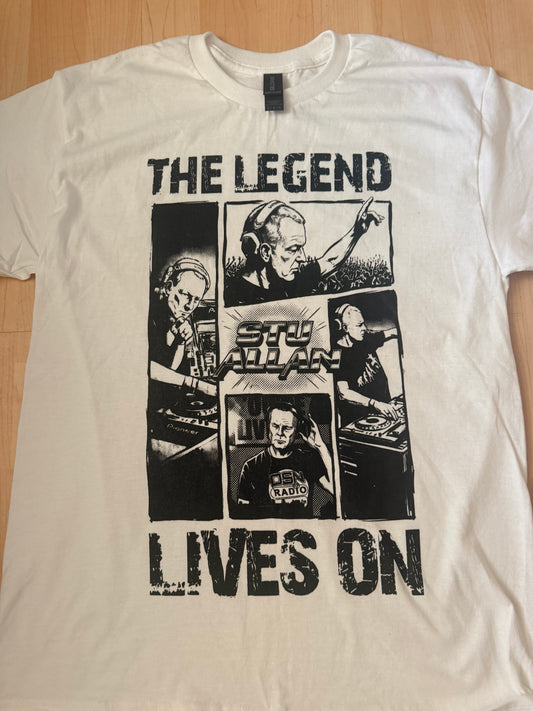 DJ Stu Allan – Exclusive Legacy T-Shirts - LEGEND LIVES ON - WHITE