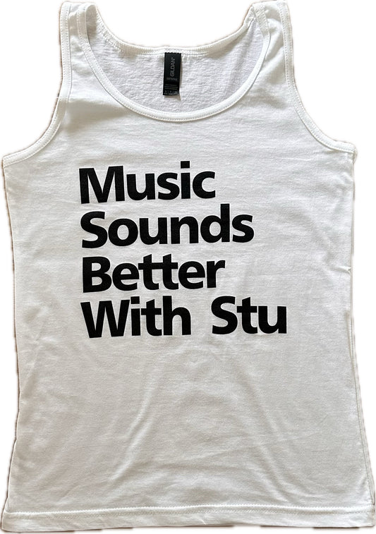 Women's Gildan Soft Style Vest White "Music Sounds Better With Stu"