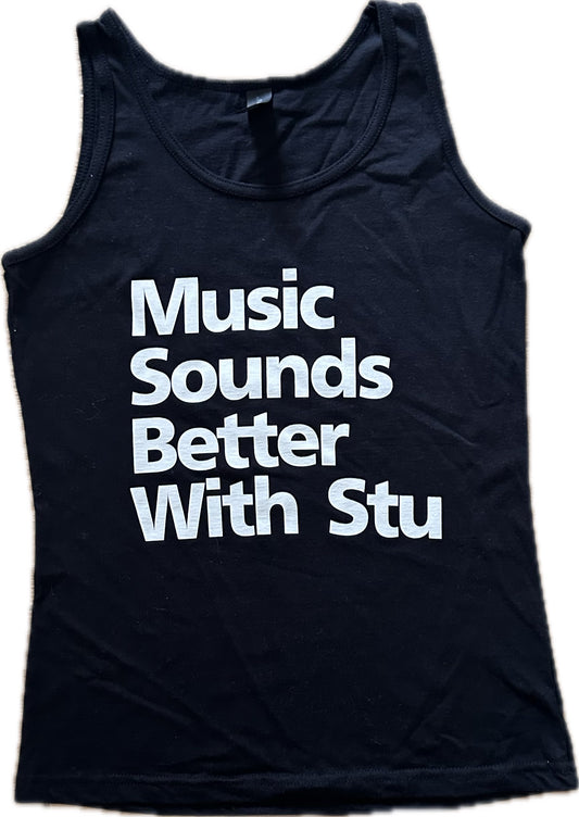 Women's Gildan Soft Style Vest Black "Music Sounds Better With Stu"